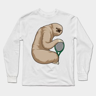 Sloth at Tennis with Tennis racket Long Sleeve T-Shirt